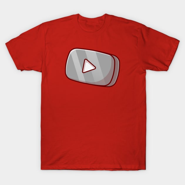 Silver Play Button in Rounded Rectangle Music Cartoon Vector Icon Illustration T-Shirt by Catalyst Labs